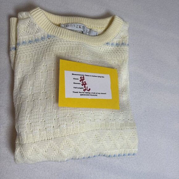 Vintage Jantzen Size Med Men’s Loose Knit Sweater‎ Yellow Blue - Picture 4 of 7